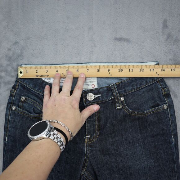 Banana Republic Pants Womens 0 Blue Flare Low Stretch Zip Dark Wash Denim Jeans - Picture 3 of 16